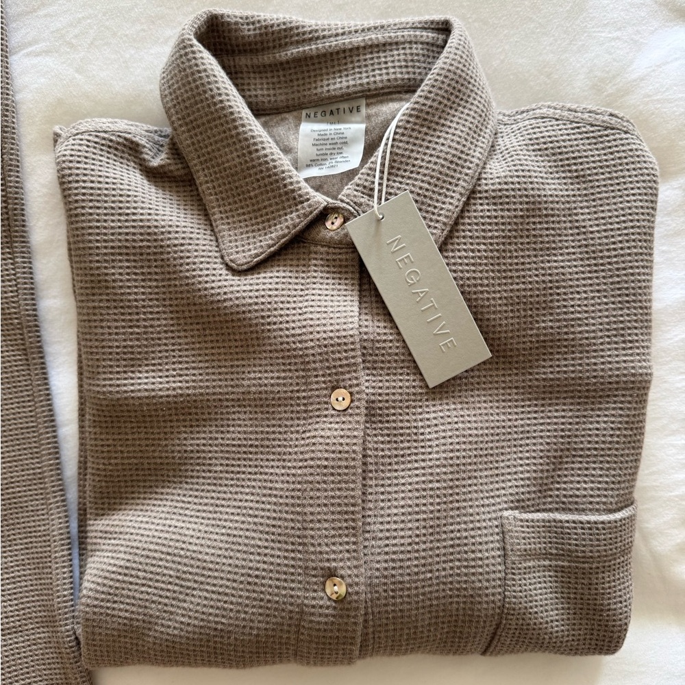 Negative Waffle Knit Pullover and Pants size M. New with tags. Color Mink.